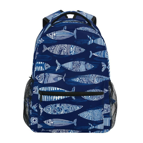 ALAZA Stylish Backpack Abstract Boho Fishes Elementary Bookbag Personalized Laptop School Bags Travel Daypack
