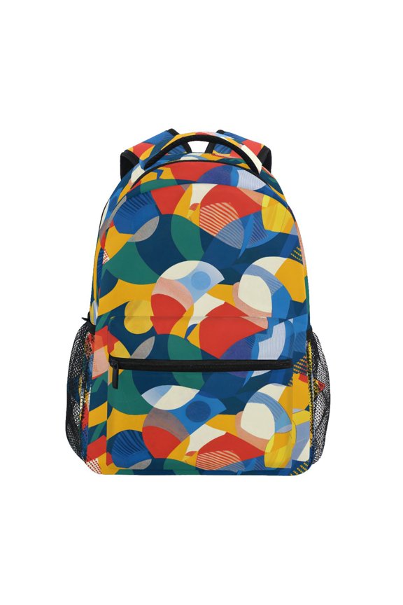 Stylish Backpack Abstract Colorful Line Shape Elementary Bookbag Personalized Laptop School Bags Travel Daypack