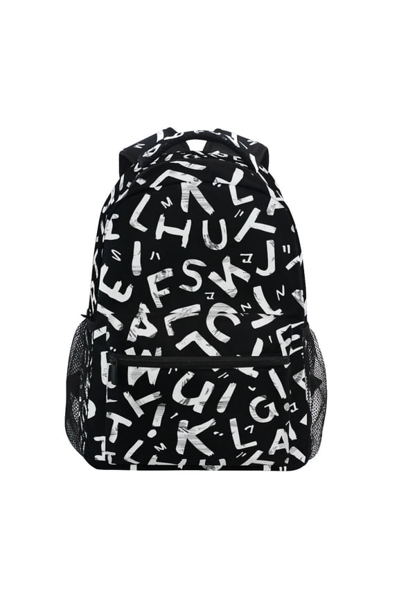 Stylish Backpack Alphabet Pattern Elementary Bookbag Personalized Laptop School Bags Travel Daypack