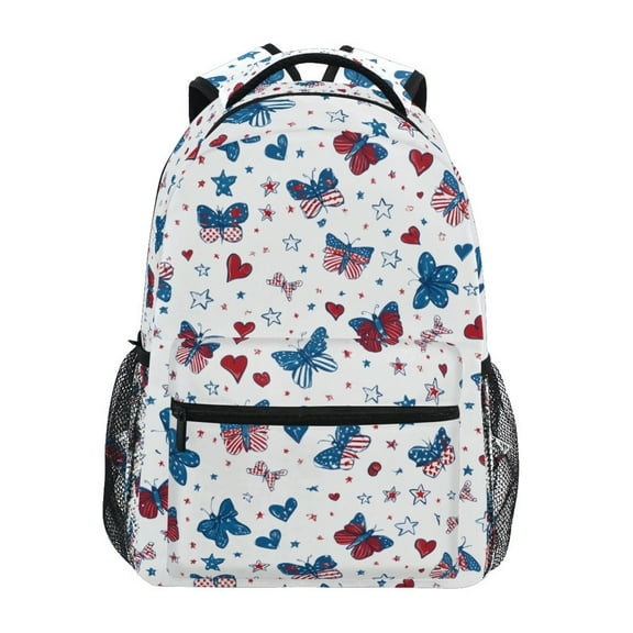 ALAZA Stylish Backpack America Butterfly Hearts Stars Elementary Bookbag Personalized Laptop School Bags Travel Daypack