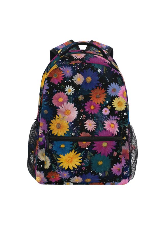 Kids Backpack Art Daisy Floral Elementary Bookbag School Bags for Girls Boys Laptop Travel Student Daypack