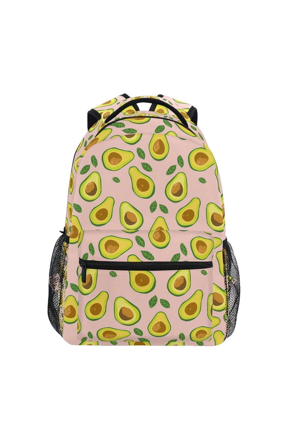 Stylish Backpack Avocado on Pink Elementary Bookbag Personalized Laptop School Bags Travel Daypack