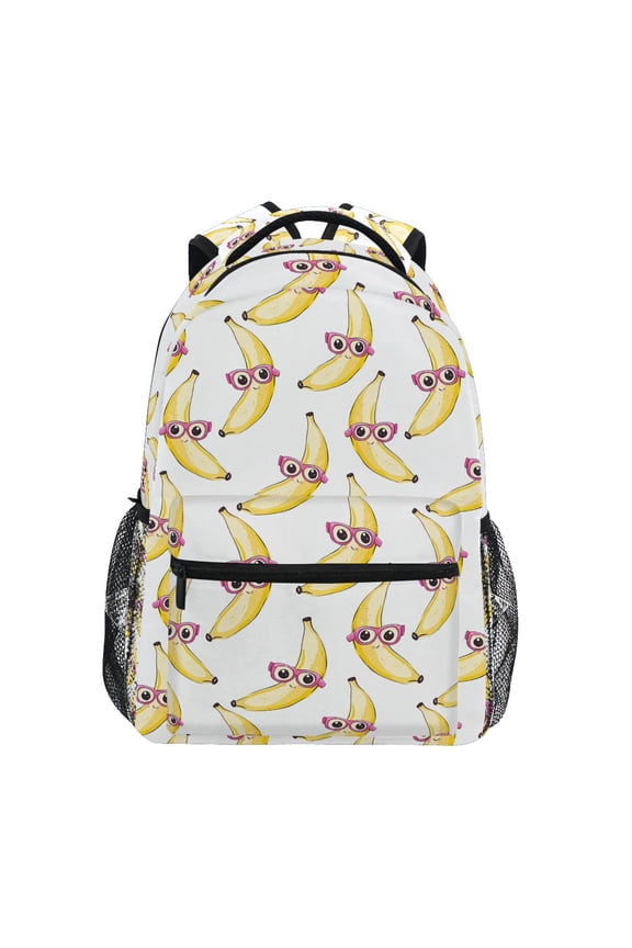 Stylish Backpack Bananas with Glasses Elementary Bookbag Personalized Laptop School Bags Travel Daypack