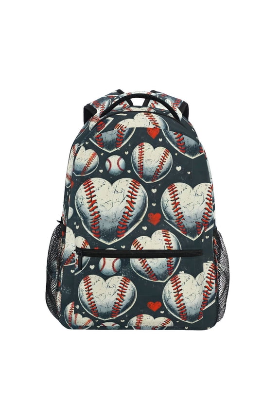 Stylish Backpack Baseball Heart Shape Elementary Bookbag Personalized Laptop School Bags Travel Daypack