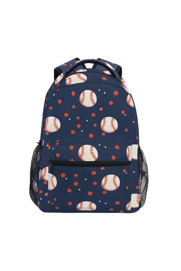 Stylish Backpack Baseball and Dots Elementary Bookbag Personalized Laptop School Bags Travel Daypack
