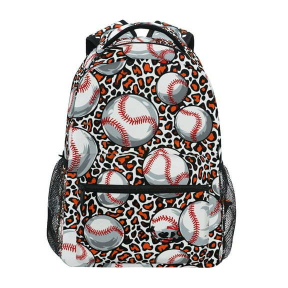 ALAZA Stylish Backpack Baseball on Leopard Elementary Bookbag Personalized Laptop School Bags Travel Daypack