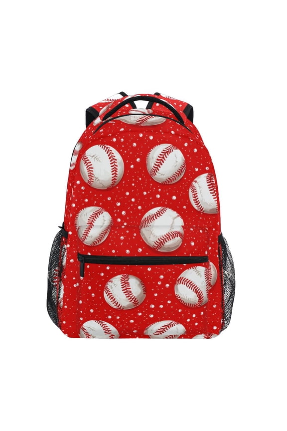 Stylish Backpack Baseball on Red Elementary Bookbag Personalized Laptop School Bags Travel Daypack