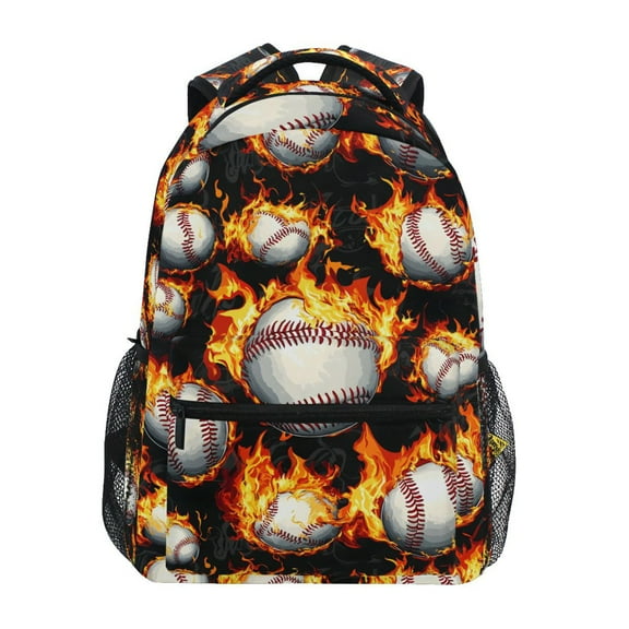 ALAZA Stylish Backpack Baseball with Fire Elementary Bookbag Personalized Laptop School Bags Travel Daypack
