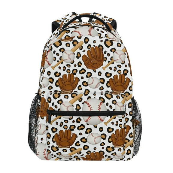 ALAZA Stylish Backpack Baseballs Leopard Elementary Bookbag Personalized Laptop School Bags Travel Daypack