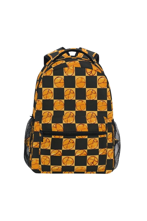 Stylish Backpack Basketball Checkered Grid Elementary Bookbag Personalized Laptop School Bags Travel Daypack