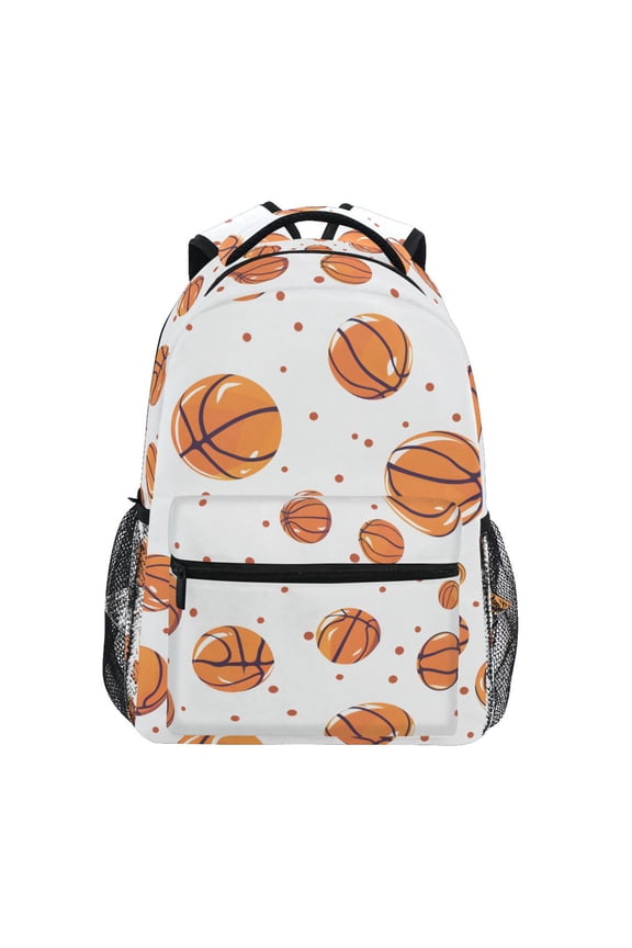 Stylish Backpack Basketball and Polka Dots Elementary Bookbag Personalized Laptop School Bags Travel Daypack