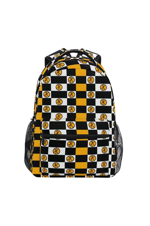 Stylish Backpack Basketball in Checkered Elementary Bookbag Personalized Laptop School Bags Travel Daypack