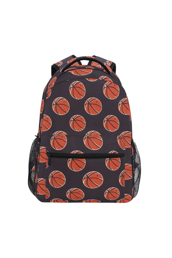 Stylish Backpack Basketball on Dark Background Elementary Bookbag Personalized Laptop School Bags Travel Daypack