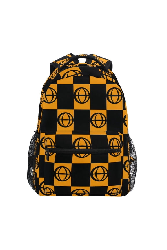 Stylish Backpack Basketballs in Checkered Elementary Bookbag Personalized Laptop School Bags Travel Daypack