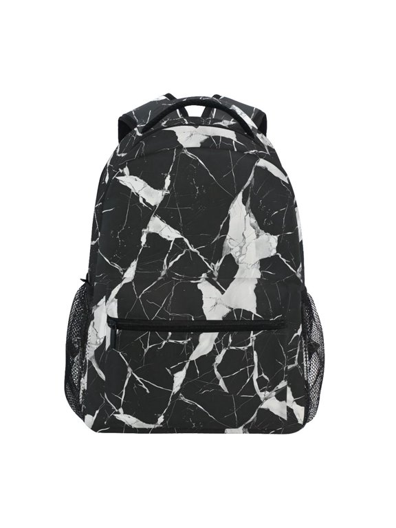 Kids Backpack Black and White Marble Elementary Bookbag School Bags for Girls Boys Laptop Travel Student Daypack