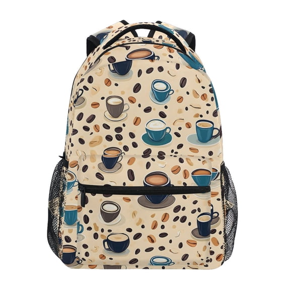 ALAZA Stylish Backpack Blue Coffee Beans Cups Elementary Bookbag Personalized Laptop School Bags Travel Daypack