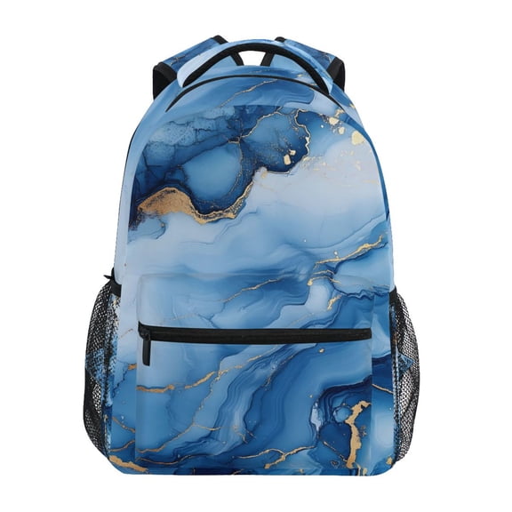 ALAZA Stylish Backpack Blue Golden Marble Elementary Bookbag Personalized Laptop School Bags Travel Daypack
