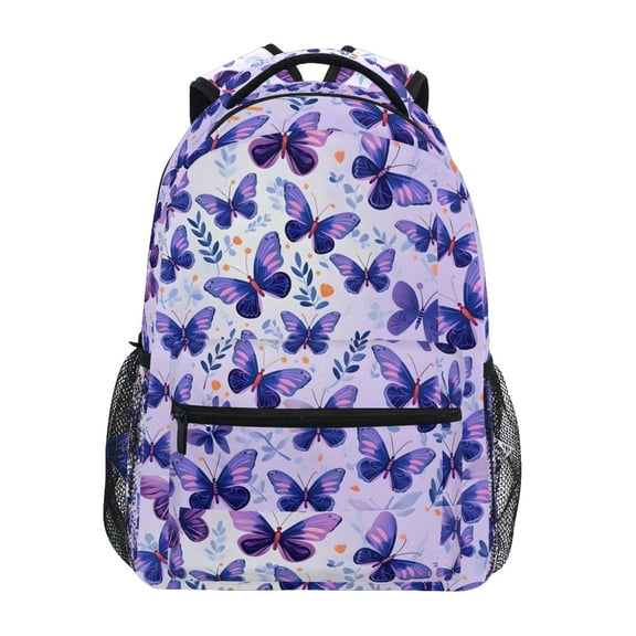 ALAZA Stylish Backpack Butterflies in Purple Elementary Bookbag Personalized Laptop School Bags Travel Daypack