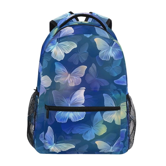 ALAZA Stylish Backpack Butterfly Shiny Blue Elementary Bookbag Personalized Laptop School Bags Travel Daypack