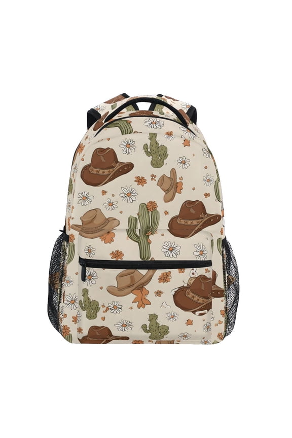 Stylish Backpack Cactus Cowboy Hat Elementary Bookbag Personalized Laptop School Bags Travel Daypack