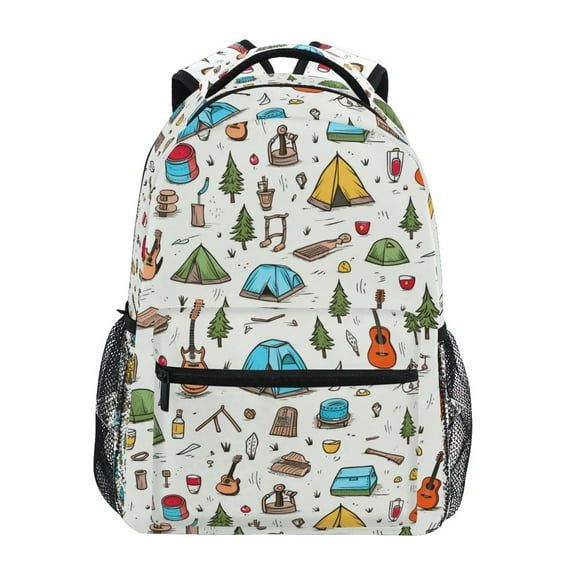 ALAZA Stylish Backpack Camping and Guitars Elementary Bookbag Personalized Laptop School Bags Travel Daypack