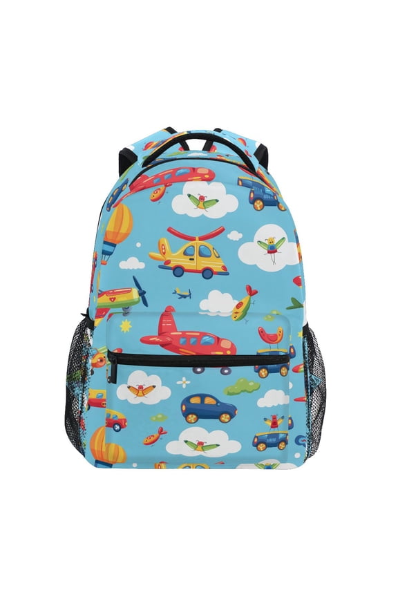 Stylish Backpack Cartoon Aircraft and Cloud Elementary Bookbag Personalized Laptop School Bags Travel Daypack