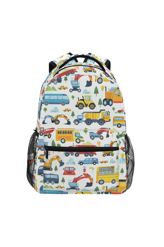 Stylish Backpack Cartoon Car Bus Truck Engineering Vehicle Elementary Bookbag Personalized Laptop School Bags Travel Daypack
