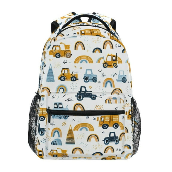 ALAZA Stylish Backpack Cartoon Car Vehicle and Rainbows Elementary Bookbag Personalized Laptop School Bags Travel Daypack