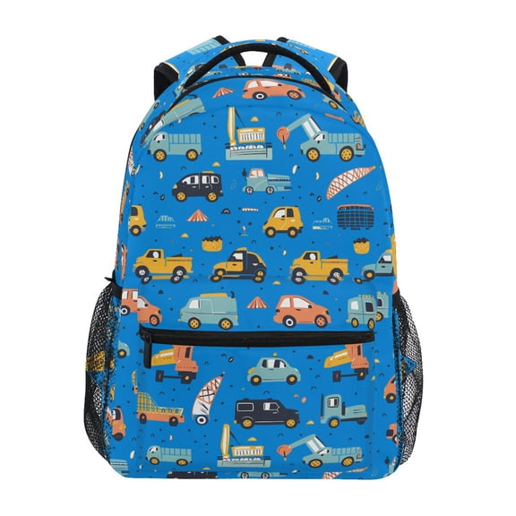 ALAZA Stylish Backpack Cartoon Cars on Blue Elementary Bookbag Personalized Laptop School Bags Travel Daypack