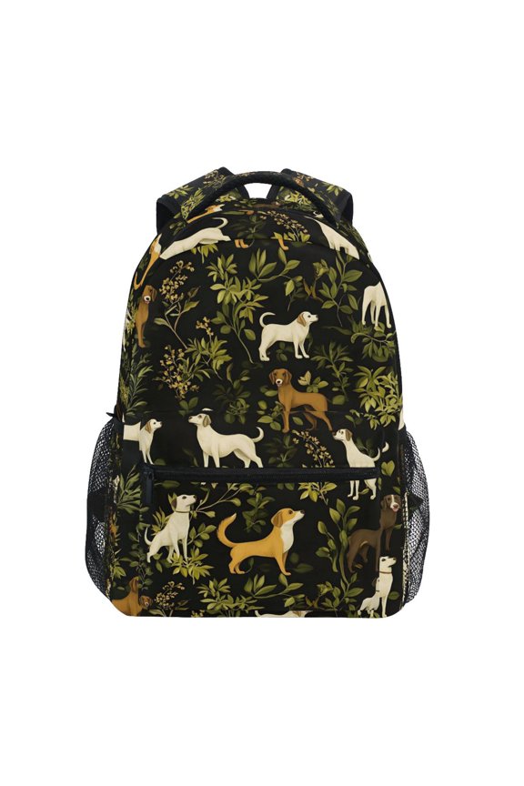 Stylish Backpack Cartoon Doodle Dogs Leaf Elementary Bookbag Personalized Laptop School Bags Travel Daypack