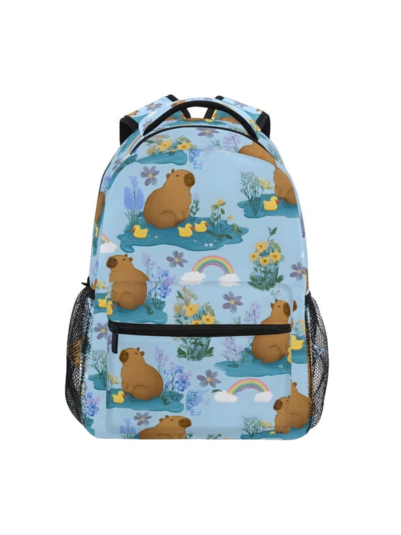 Kids Backpack Cartoon Duck Capybaras Elementary Bookbag School Bags for Girls Boys Laptop Travel Student Daypack