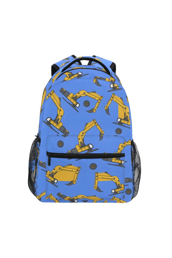 Stylish Backpack Cartoon Excavator Trucks Elementary Bookbag Personalized Laptop School Bags Travel Daypack