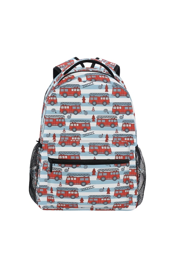 Stylish Backpack Cartoon Fire Truck Elementary Bookbag Personalized Laptop School Bags Travel Daypack