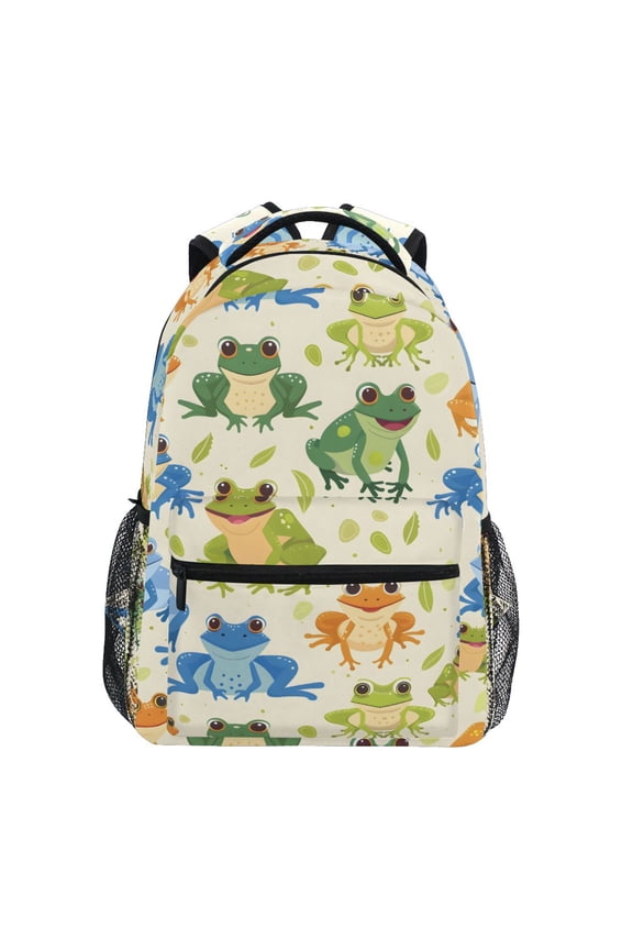 Stylish Backpack Cartoon Frogs Elementary Bookbag Personalized Laptop School Bags Travel Daypack