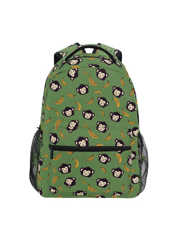 Kids Backpack Cartoon Monkey Bananas Elementary Bookbag School Bags for Girls Boys Laptop Travel Student Daypack