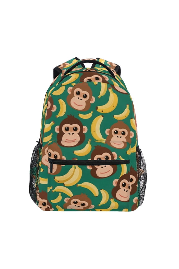 Stylish Backpack Cartoon Monkey Bananas Elementary Bookbag Personalized Laptop School Bags Travel Daypack