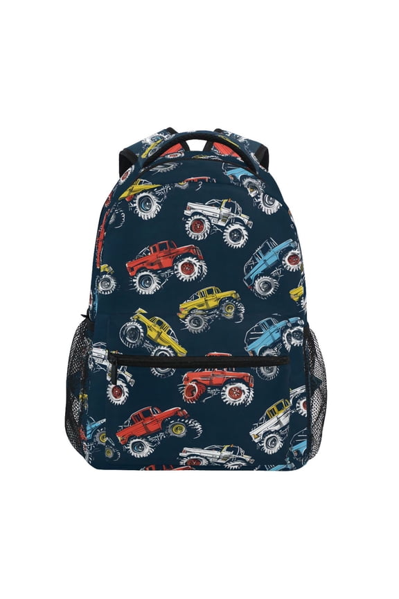 Stylish Backpack Cartoon Monster Trucks Comic Elementary Bookbag Personalized Laptop School Bags Travel Daypack