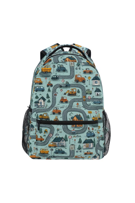 Stylish Backpack Cartoon Truck Excavators Elementary Bookbag Personalized Laptop School Bags Travel Daypack