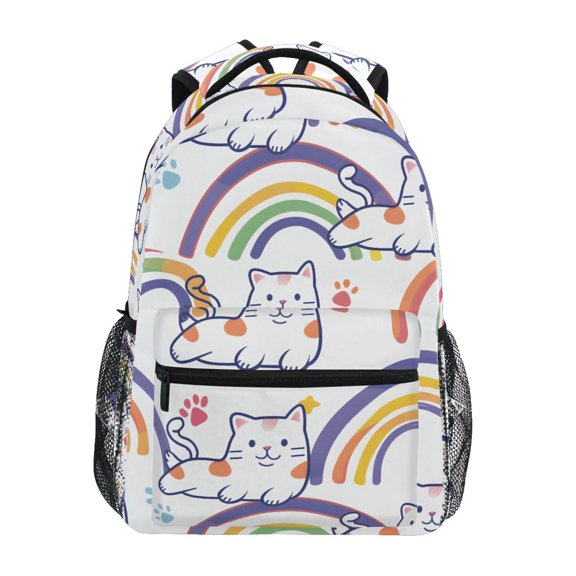 ALAZA Stylish Backpack Cat Paw Print Rainbow Elementary Bookbag Personalized Laptop School Bags Travel Daypack
