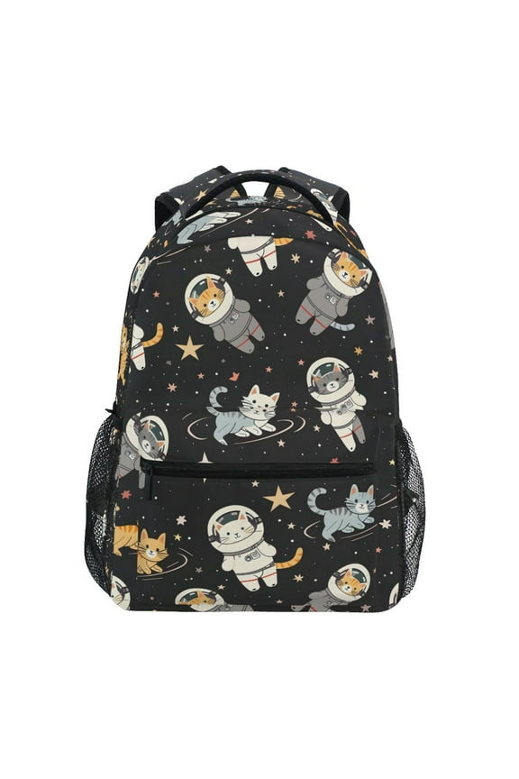 Stylish Backpack Cats on Space Elementary Bookbag Personalized Laptop School Bags Travel Daypack