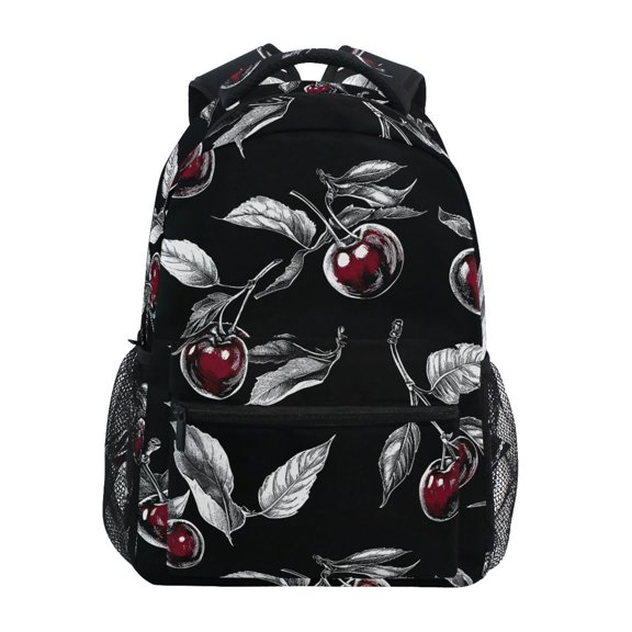 ALAZA Stylish Backpack Cherry on Black Elementary Bookbag Personalized Laptop School Bags Travel Daypack