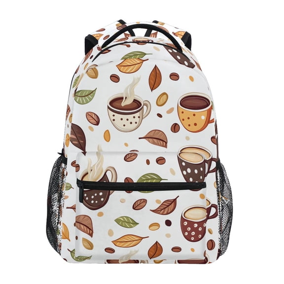 ALAZA Stylish Backpack Coffee Beans Cups Leaves Elementary Bookbag Personalized Laptop School Bags Travel Daypack