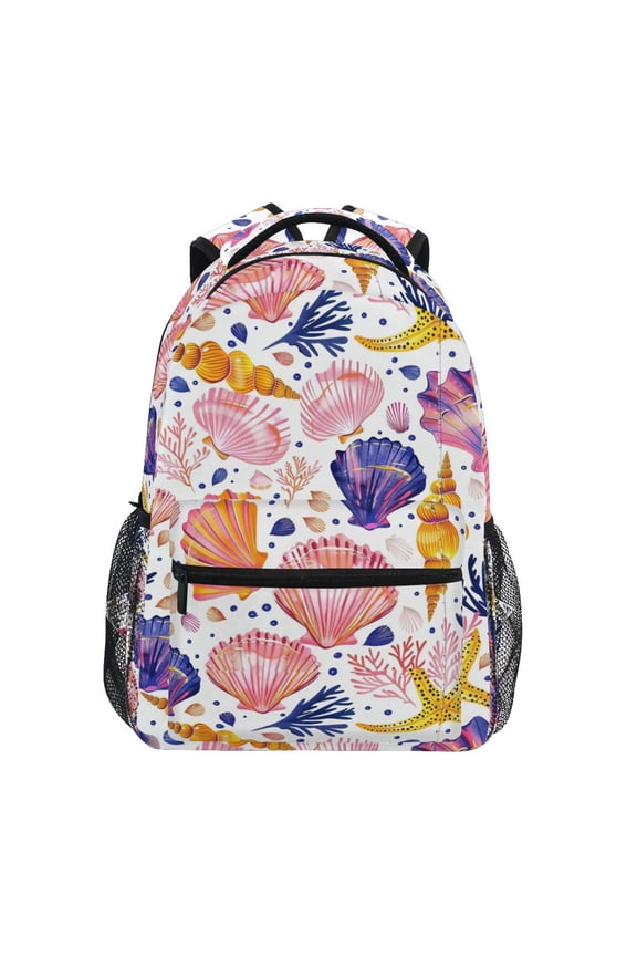 Stylish Backpack Conch and Sea Shells Leaves Elementary Bookbag Personalized Laptop School Bags Travel Daypack
