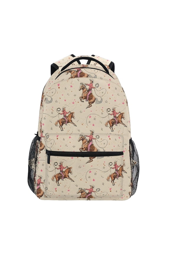 Stylish Backpack Cowboys Riding Elementary Bookbag Personalized Laptop School Bags Travel Daypack