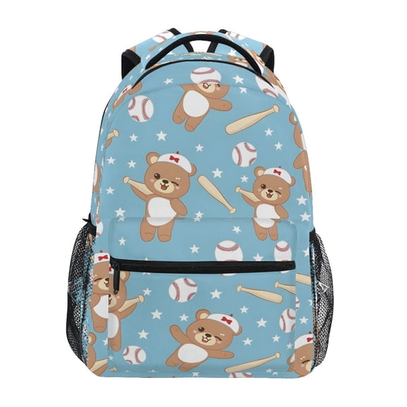 ALAZA Stylish Backpack Cute Bear Play Baseball Elementary Bookbag Personalized Laptop School Bags Travel Daypack