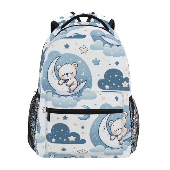 ALAZA Stylish Backpack Cute Bear Sleeping on Moon Elementary Bookbag Personalized Laptop School Bags Travel Daypack