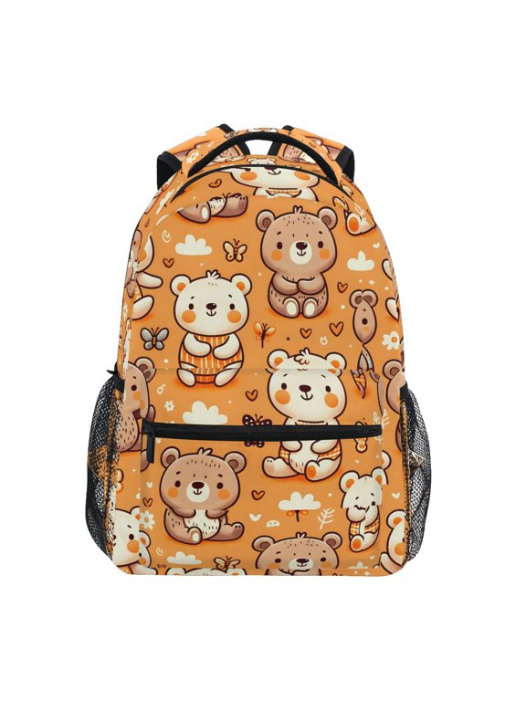 Kids Backpack Cute Doodle Bears Butterfly Elementary Bookbag School Bags for Girls Boys Laptop Travel Student Daypack