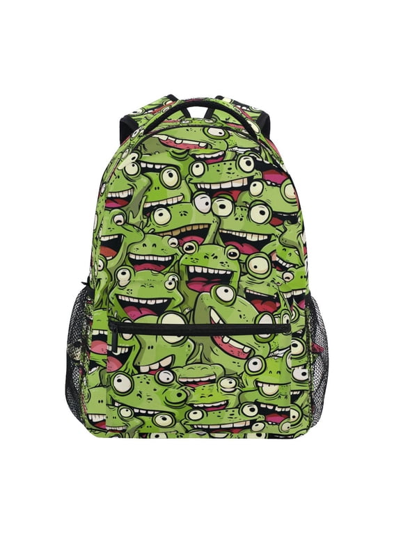 Kids Backpack Cute Doodle Frog Elementary Bookbag School Bags for Girls Boys Laptop Travel Student Daypack
