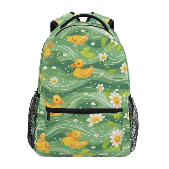 ALAZA Stylish Backpack Cute Ducks and Daisy Flower Elementary Bookbag Personalized Laptop School Bags Travel Daypack