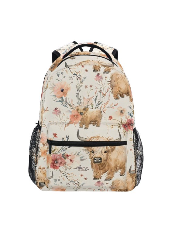 Kids Backpack Cute Highland Cows Elementary Bookbag School Bags for Girls Boys Laptop Travel Student Daypack